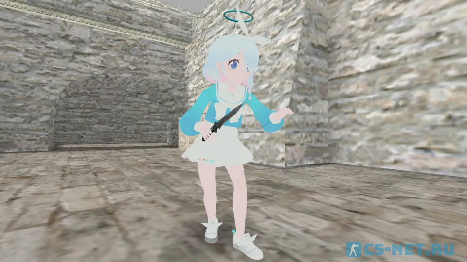 Модель персонажа «Arona» из аниме и игры "Синий архив (Blue Archive)" для CS 1.6 (вид спереди)