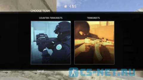 Counter-Strike 1.6 в стиле CS:GO (выбор команды)