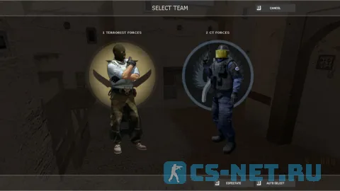CS 1.6 в стиле CS:GO 2025 (выбор команды)