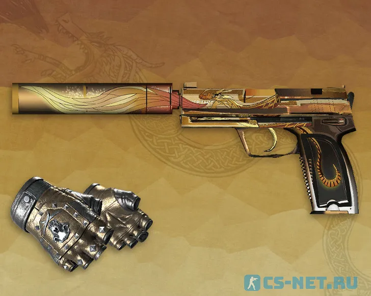 Модель USP «Драгон Лор» + перчатки «Бладхаунд | Бронза» для CS 1.6