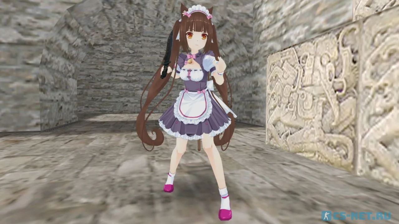 Модель персонажа «Chocola (Чокола)» из аниме "Кошачий рай (Nekopara)" для CS 1.6 (вид спереди)