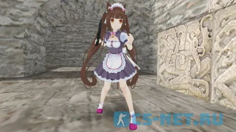 Модель персонажа «Chocola (Чокола)» из аниме "Кошачий рай (Nekopara)" для CS 1.6 (вид спереди)