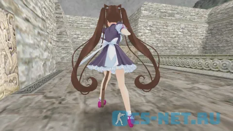 Модель персонажа «Chocola (Чокола)» из аниме "Кошачий рай (Nekopara)" для CS 1.6 (вид сзади)