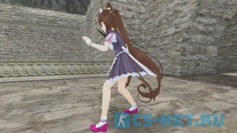 Модель персонажа «Chocola (Чокола)» из аниме "Кошачий рай (Nekopara)" для CS 1.6 (вид сбоку)