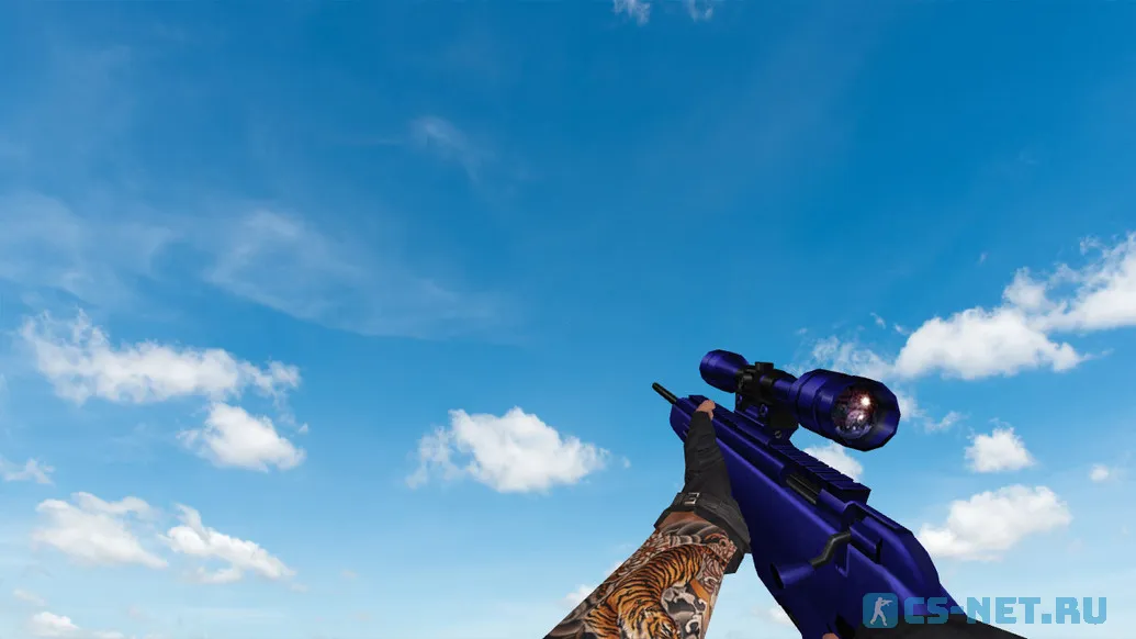 Пак моделей оружия «Blue Weapons With Tattoo» для CS 1.6 (Scout)