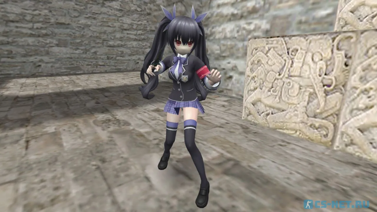 Модель персонажа «Noire (Нуар)» из аниме "Альтернативная игра богов (Game Neptune)" для CS 1.6 (вид спереди)