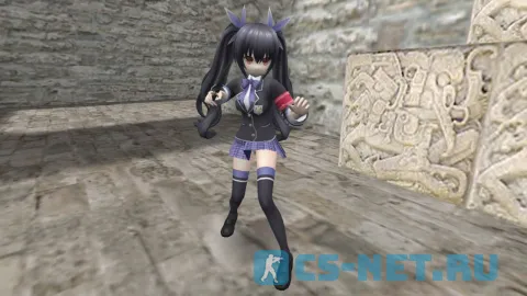Модель персонажа «Noire (Нуар)» из аниме "Альтернативная игра богов (Game Neptune)" для CS 1.6 (вид спереди)