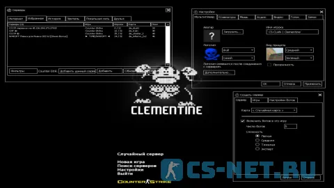 CS 1.6 Clementine v2 — топовая черно-белая ZXC сборка (главное меню)