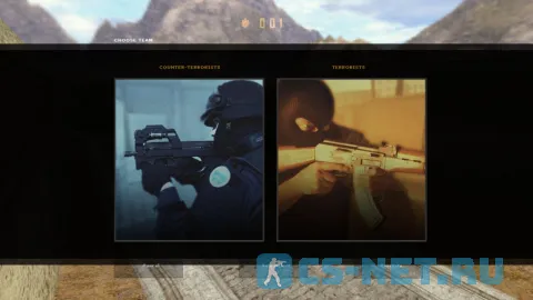 Counter-Strike 1.8 со скинами из CS:GO (выбор команды)