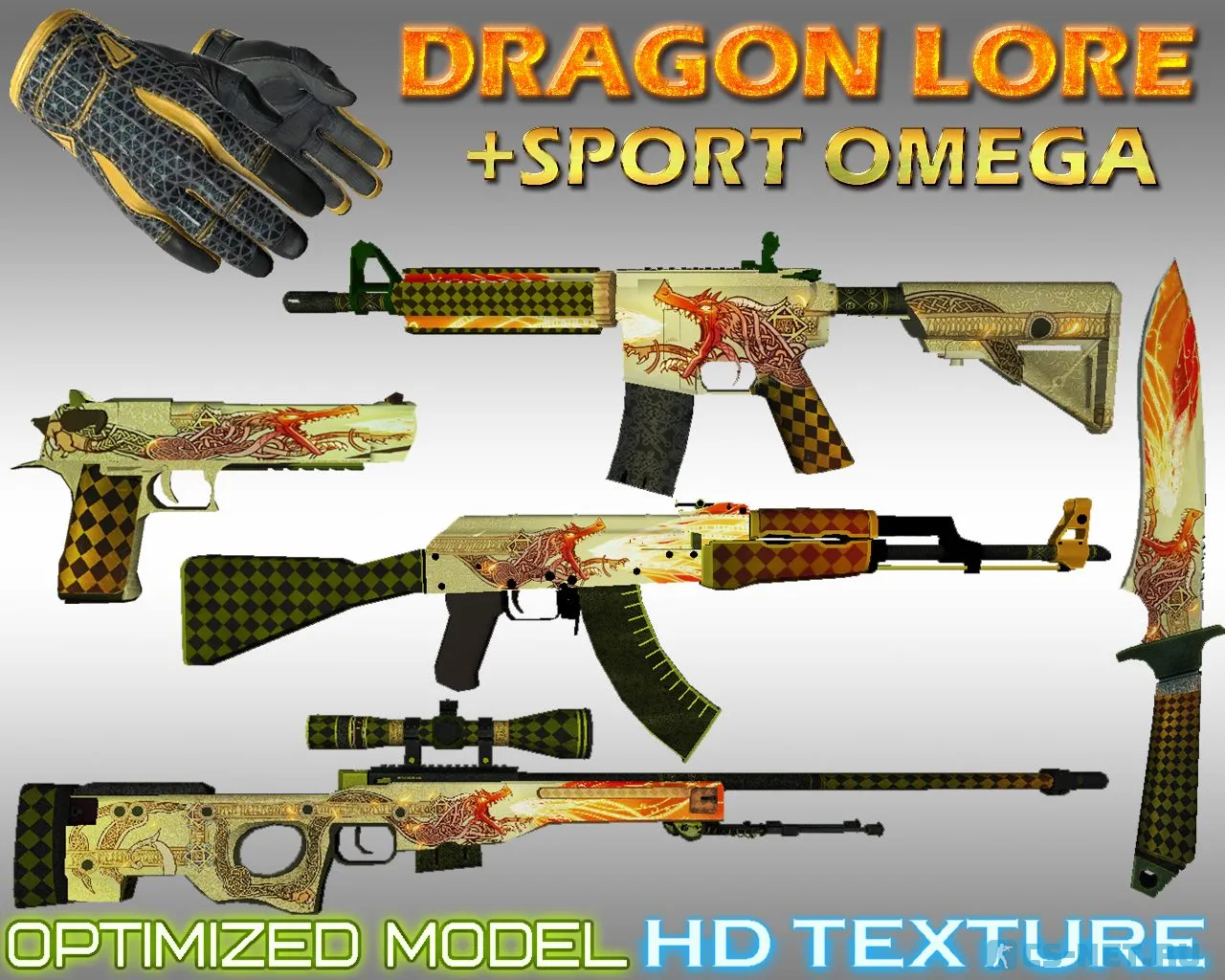 Пак моделей оружия «Dragon Lore» для CS 1.6