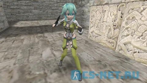 Модель персонажа «Shino Asada (Сино Асада)» из аниме "Мастера Меча Онлайн (Sword Art Online)" для CS 1.6 (вид спереди)
