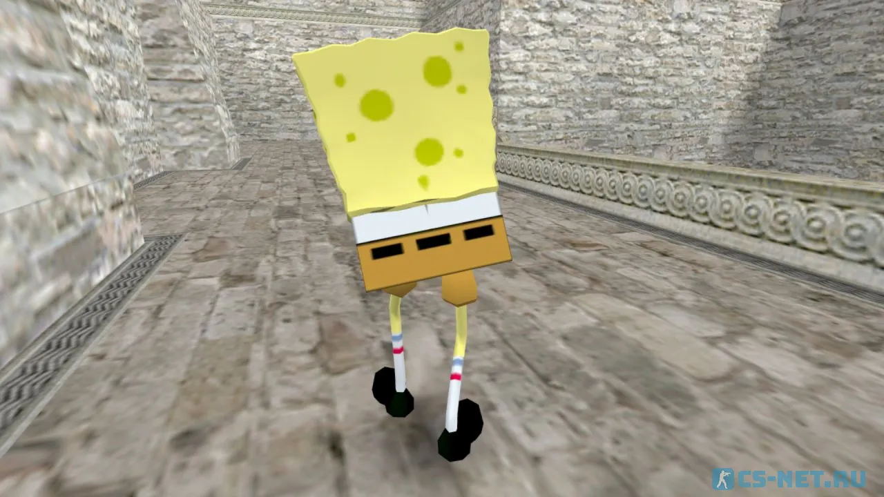 Модель персонажа «SpongeBob (СпанчБоб)» из мультсериала "Губка Боб квадратные штаны" для CS 1.6 (вид сзади)