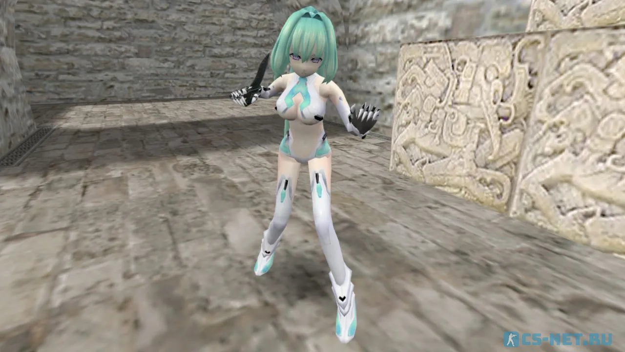 Модель персонажа «Vert (GreenHeart)» из игры и аниме "Альтернативная игра богов (Hyperdimension Neptunia)" для CS 1.6 (вид спереди)