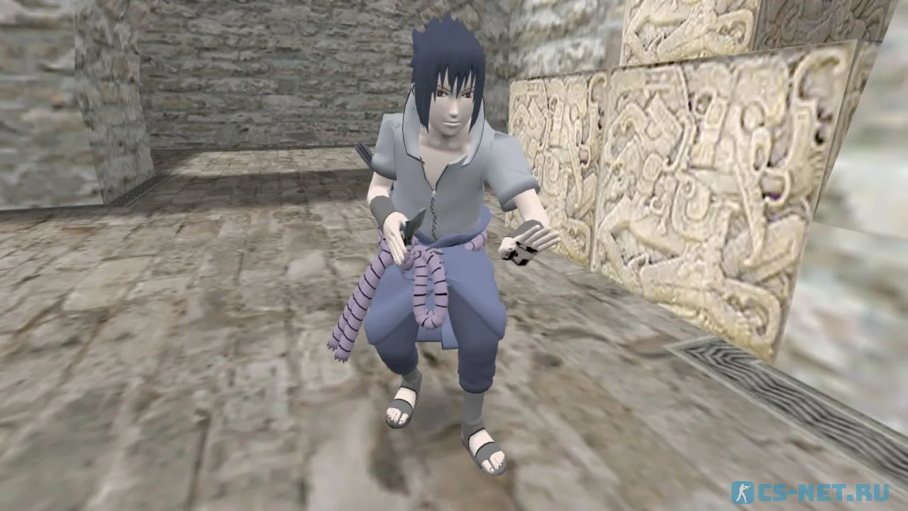 Модель персонажа «Saske (Саске)» из аниме "Наруто: Ураганные хроники (Naruto: Shippuuden)" для CS 1.6 (вид спереди)