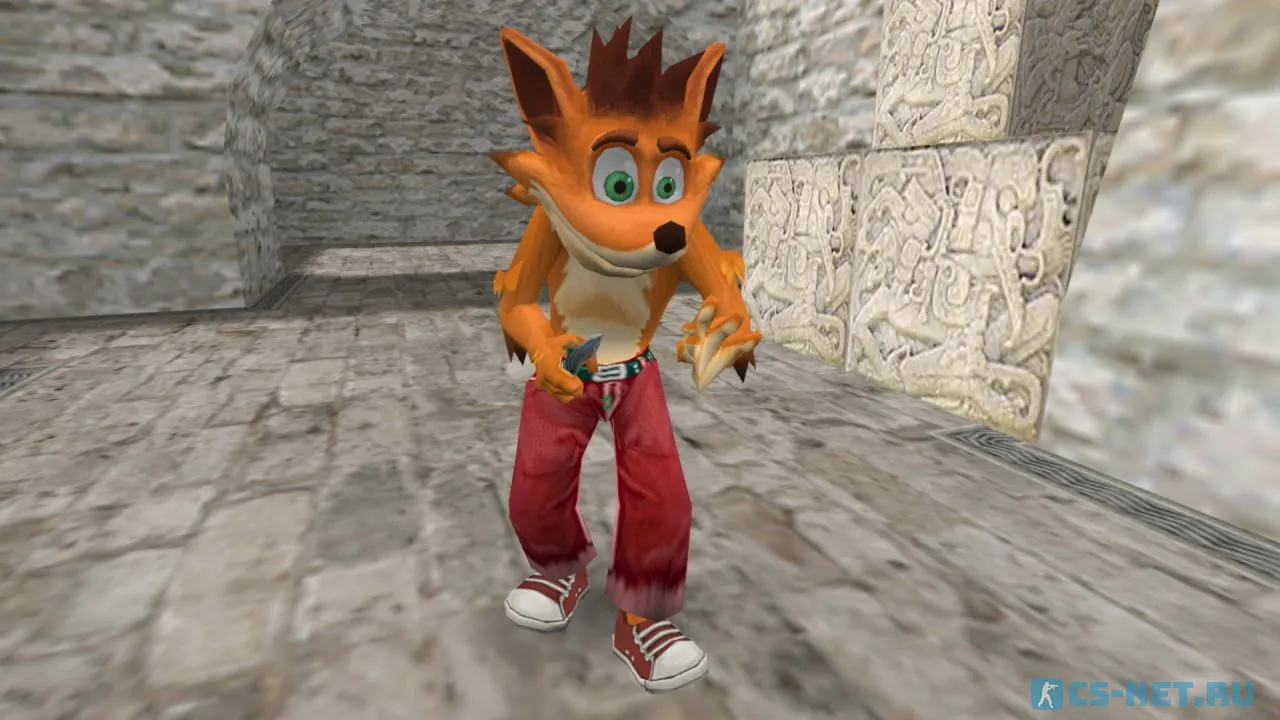 Модель персонажа «Crash Bandicoot (Крэш Бандикут)» из игры "Crash Bandicoot" для CS 1.6 (вид спереди)