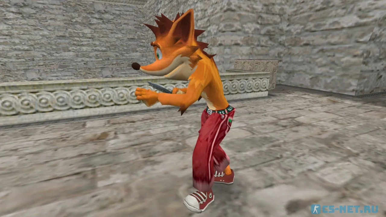 Модель персонажа «Crash Bandicoot (Крэш Бандикут)» из игры "Crash Bandicoot" для CS 1.6 (вид сбоку)