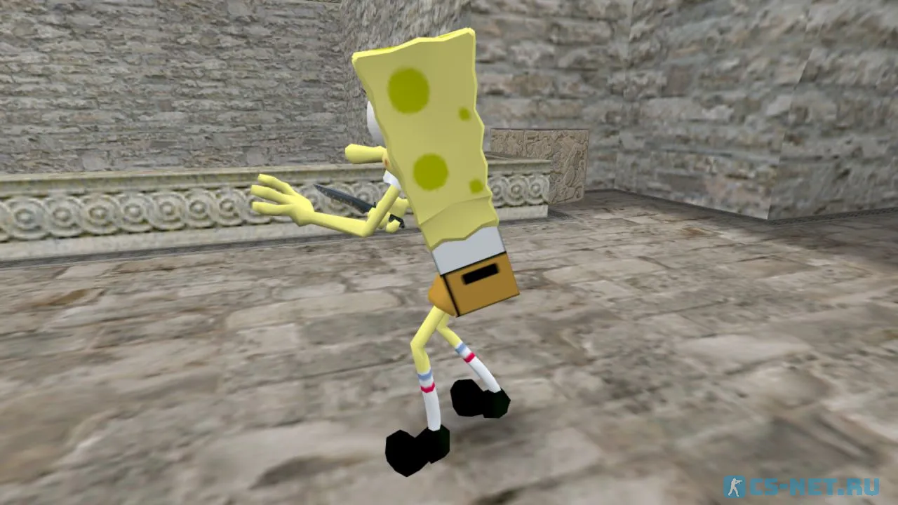 Модель персонажа «SpongeBob (СпанчБоб)» из мультсериала "Губка Боб квадратные штаны" для CS 1.6 (вид сбоку)