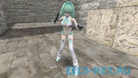 Модель персонажа «Vert (GreenHeart)» из игры и аниме "Альтернативная игра богов (Hyperdimension Neptunia)" для CS 1.6 (вид спереди)