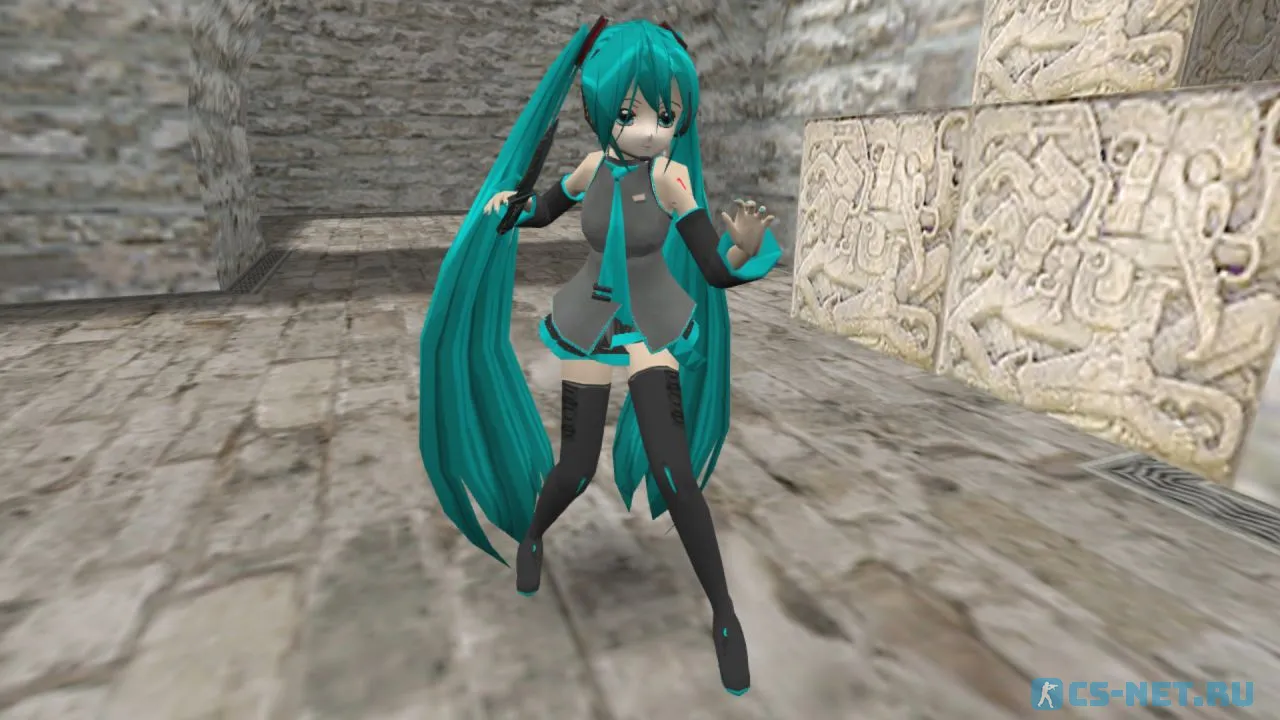 Модель персонажа «Miku Hatsune (Мику Хацунэ)» для CS 1.6 (вид спереди)