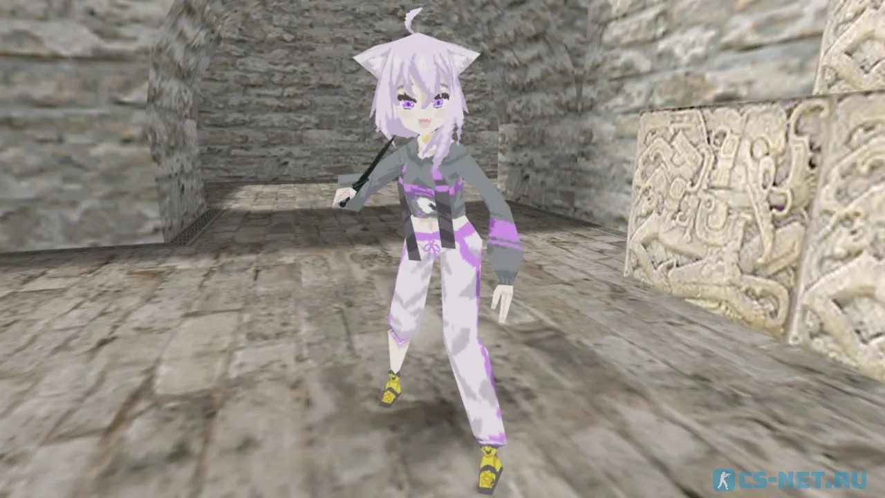Модель персонажа «Okayu Nekomata (Окаю Нэкомата)» из игры "Hololive" для CS 1.6 (вид спереди)