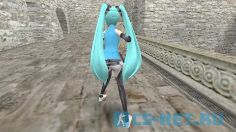 Модель персонажа «Miku Hatsune (Мику Хацунэ) (TT/CT)» для CS 1.6 (вид сзади КТ)