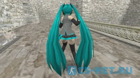 Модель персонажа «Miku Hatsune (Мику Хацунэ)» для CS 1.6 (вид сзади)