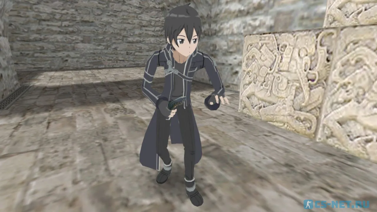 Модель персонажа «Kazuto Kirigaya» из аниме "Мастера Меча Онлайн (Sword Art Online)" для CS 1.6 ⚔️ (вид спереди)