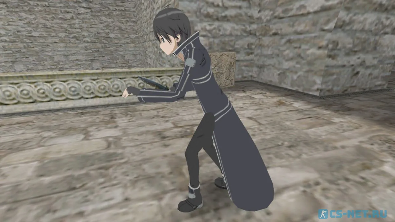 Модель персонажа «Kazuto Kirigaya» из аниме "Мастера Меча Онлайн (Sword Art Online)" для CS 1.6 ⚔️ (вид сбоку)